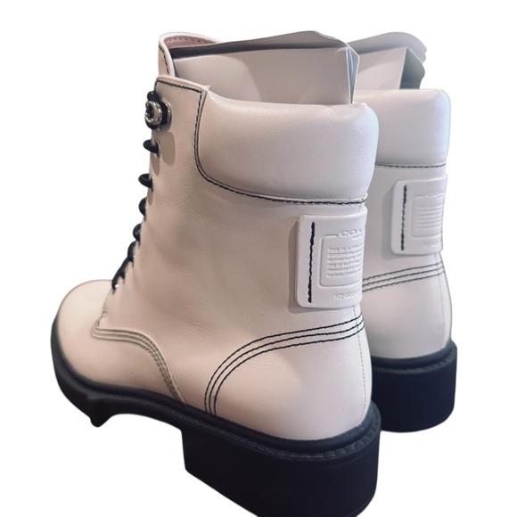 Coach Lorimer Leather Chalk Combat Lace Up Lug Boots NEW! Size 10 B - Picture 3 of 8